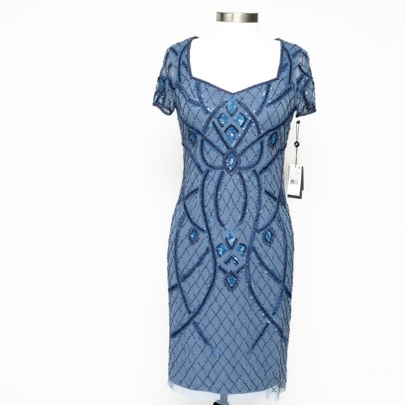 Adrianna Papell | Beaded Back-Cutout Dress - Picture 1 of 15